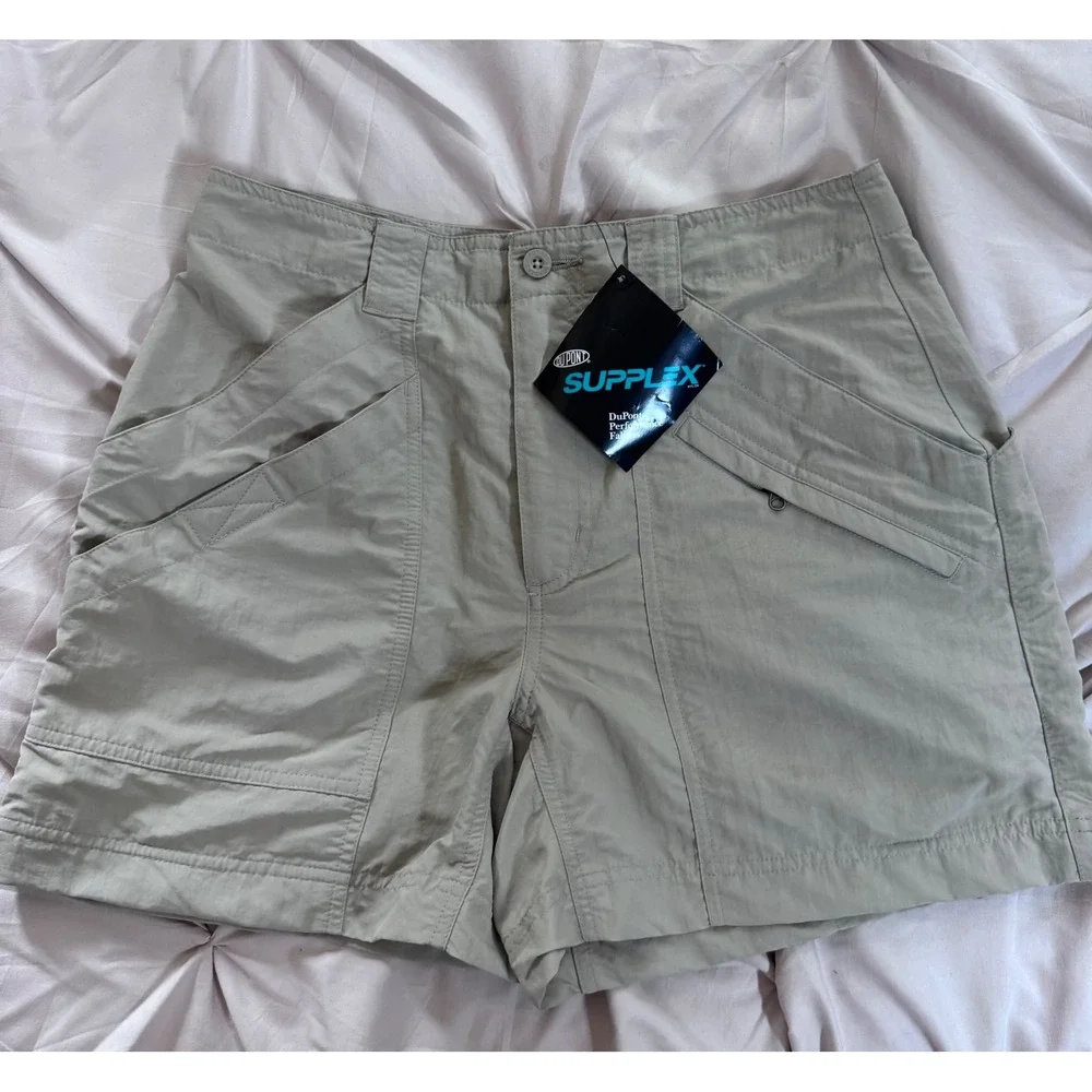 NWT Royal Robbins Womens Supplex Nylon Hiking Shorts Khaki Tan Safari Gorpcore